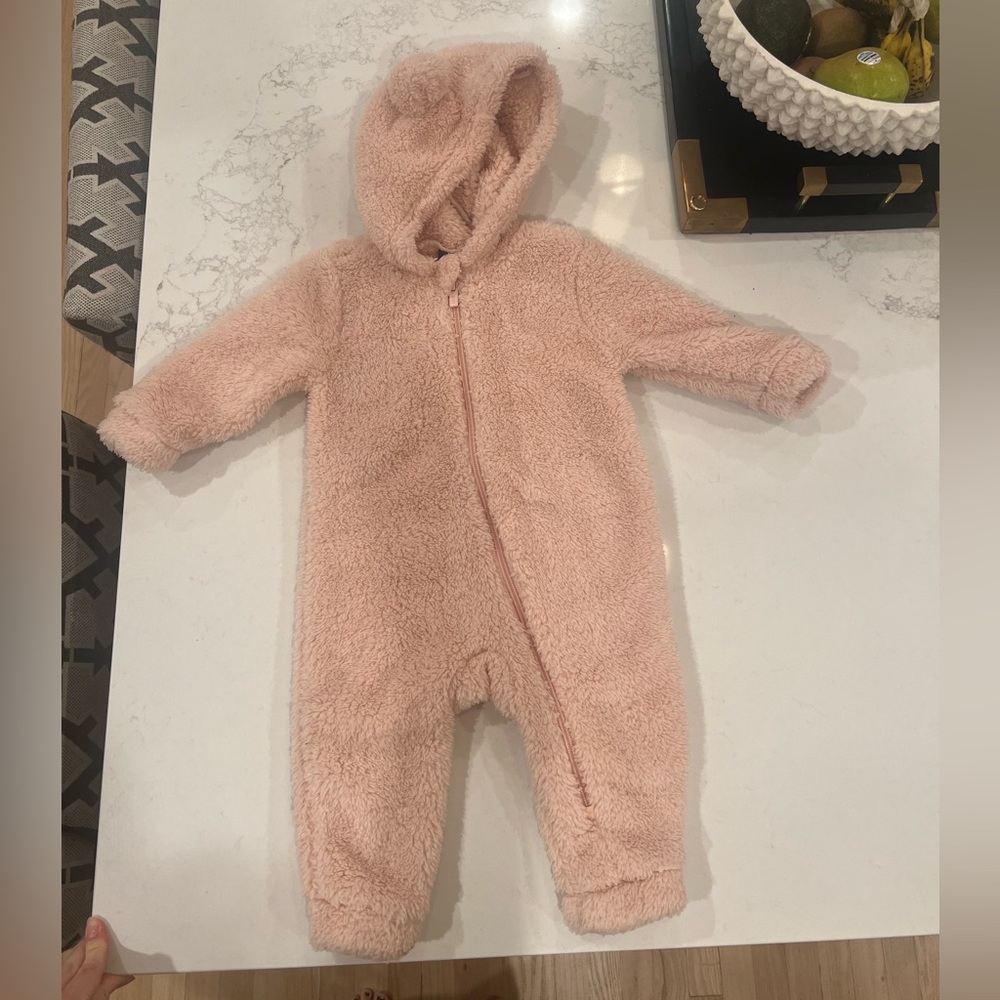 Baby pink fuzzy fleece outerwear